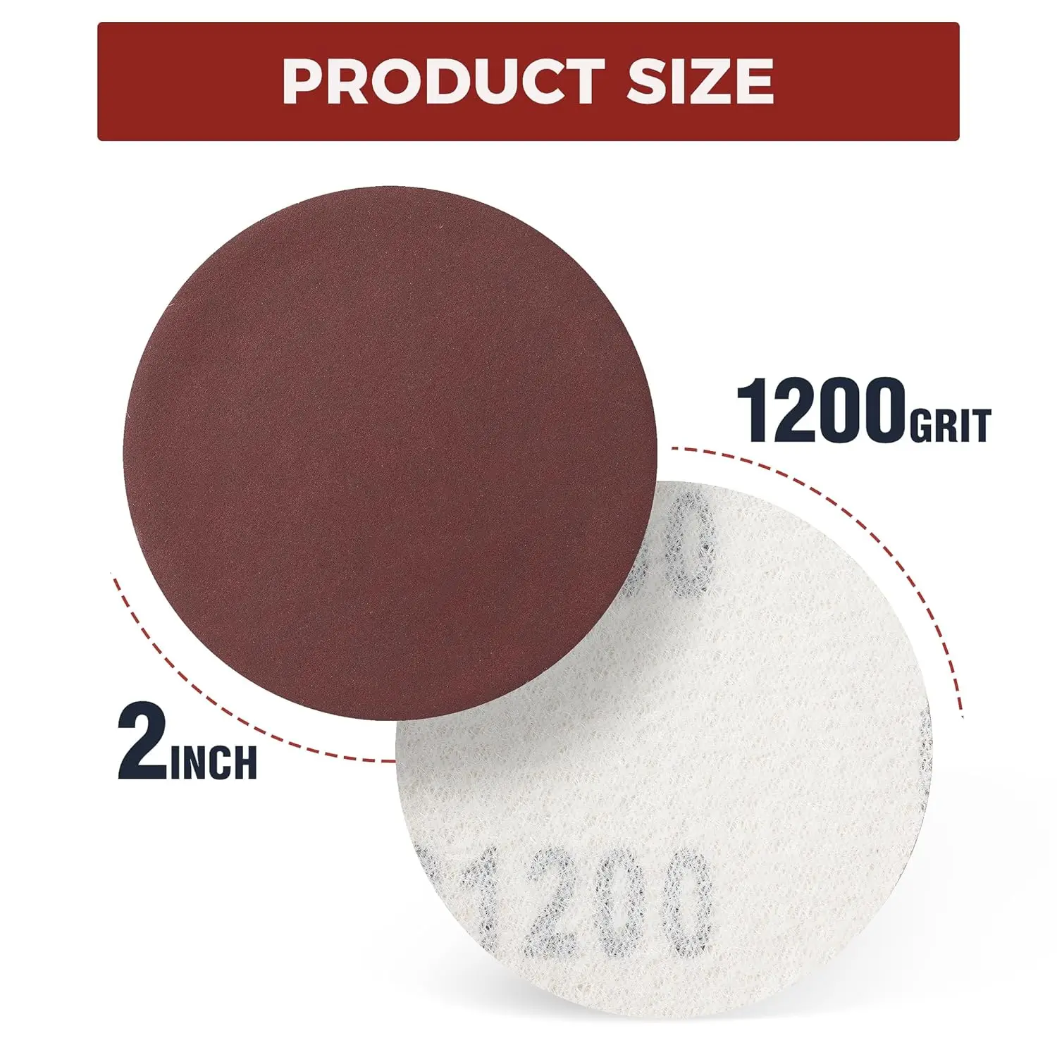 2 Inch Hook and Loop Sanding Discs No-Hole Sandpaper 1200 Grit Orbital Sander Pads for Sanders Drill