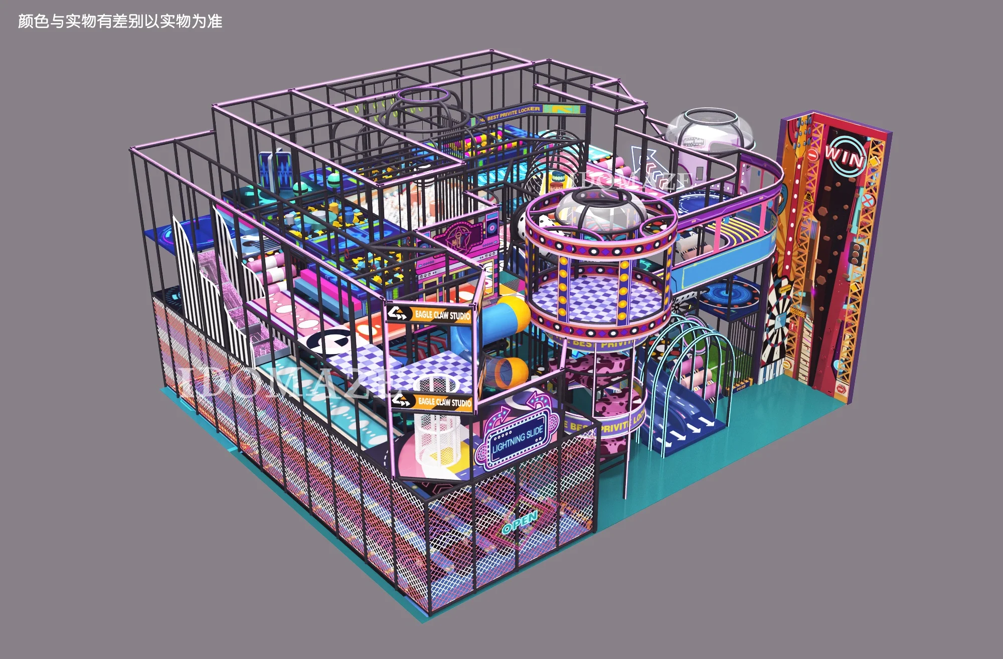 IDOMAZE New Children Big Indoor Playground Kids Soft Padded Play Ground Equipment with Big Slide
