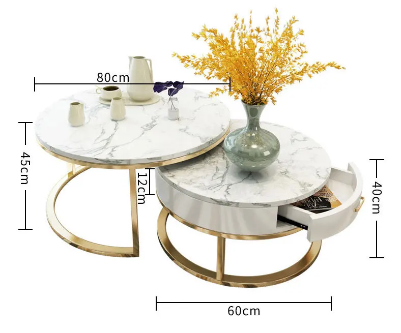 Balcony leisuressmall apartment round marble coffee tea table living room center table