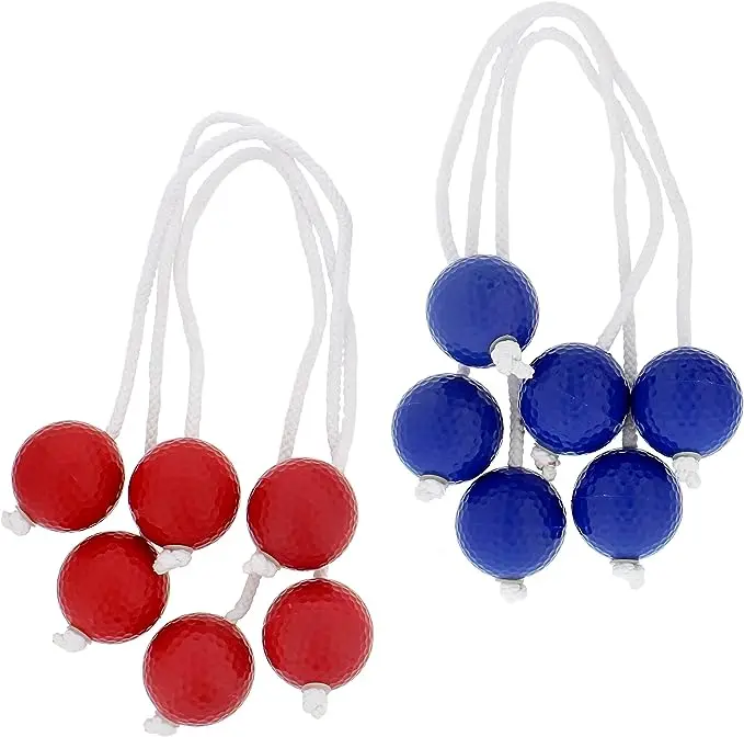 blue and red color 12 pack Best Selling  Beach Set Game Ladder Ball outdoor toss game ladder balls with rope