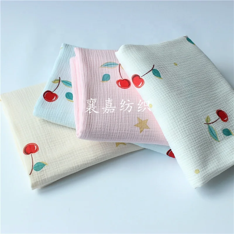 
100% cotton double crepe gauze sleepwear baby blanket kids fabric 