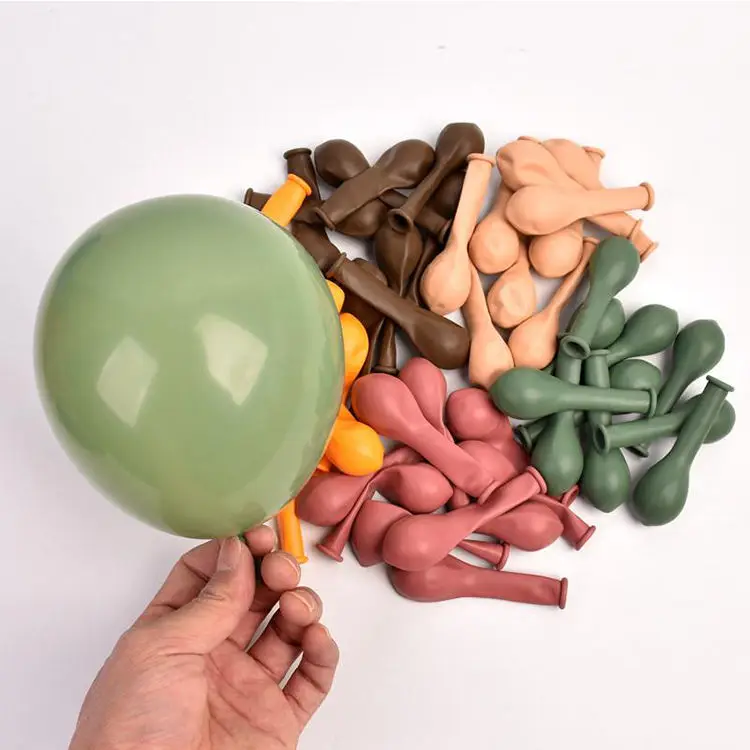 Palmy New Fashion Retro latex balloons 12 inch vintage color Sage green brown balloon for party Birthday decoration