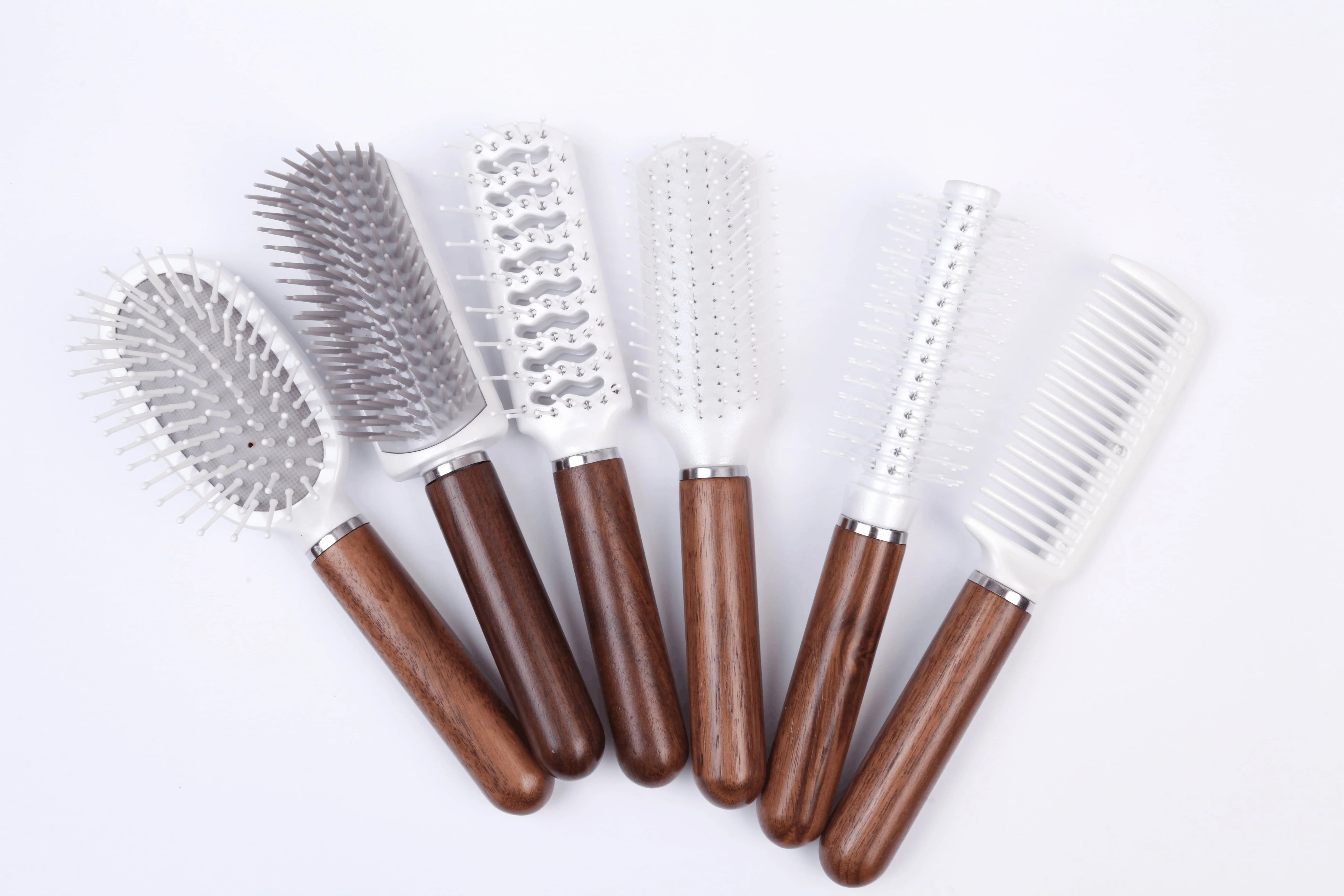 eco friendly imassager detangle comb hair brush personal Wooden Handle Round Roll antistatic detangle paddle hairbrush