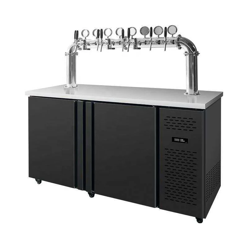 2024 Commercial Keg Filling Machine Stainless Steel U-Shape Multi-Tap Beer Dispenser with Compressor Cold and Fresh Keg Cooler