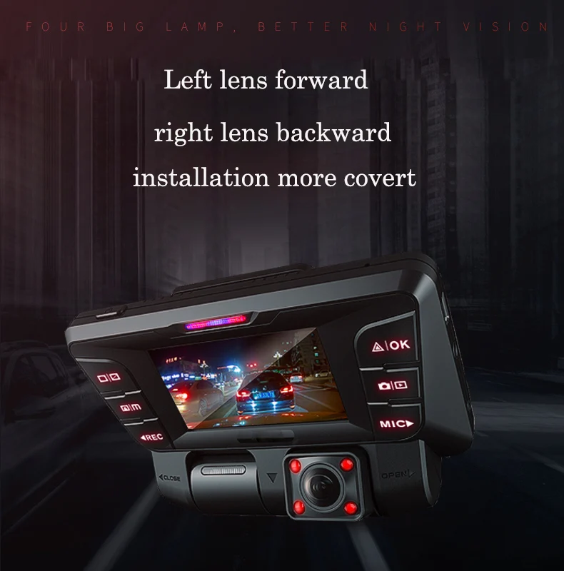 2020  Night Vision dual lens car black box DVR Car Camcorder car dvr black box