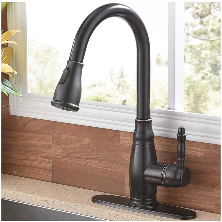 Low MOQ high grade black luxury stainless steel sink kitchen faucets pull out