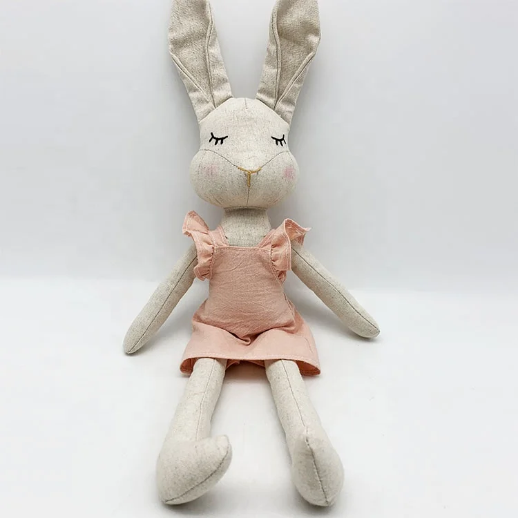 New Hot Organic bunny Stuffed cotton linen mice,rabbit soft dolls for kids children