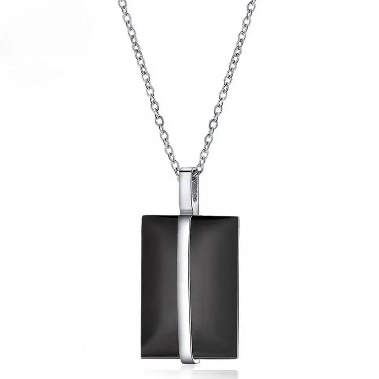 Wholesale Latest Design Tungsten Carbide Square And Plain Pendant Necklace For Men
