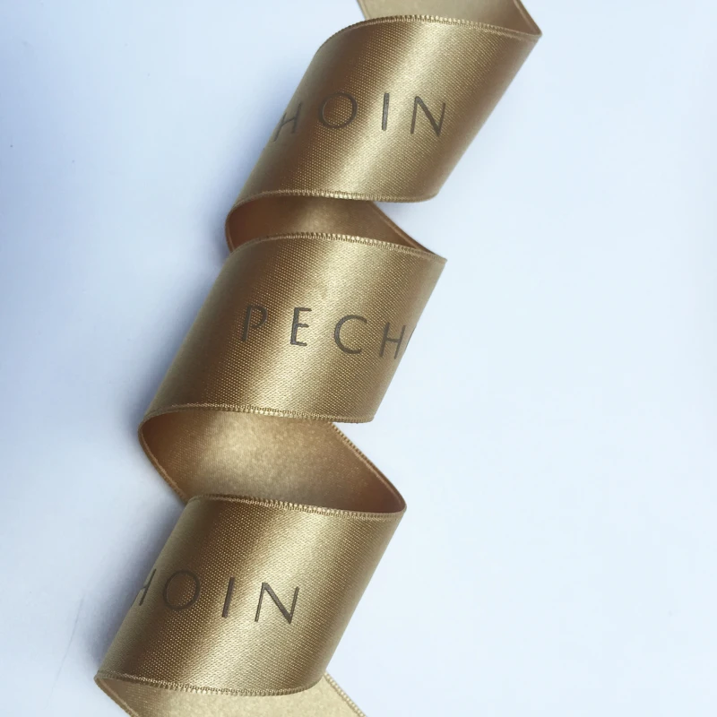 
Hot sale fashion 2cm gold double faced ribbon Gold ribbon printed with gold word ribbon for packaging factory direct sale 