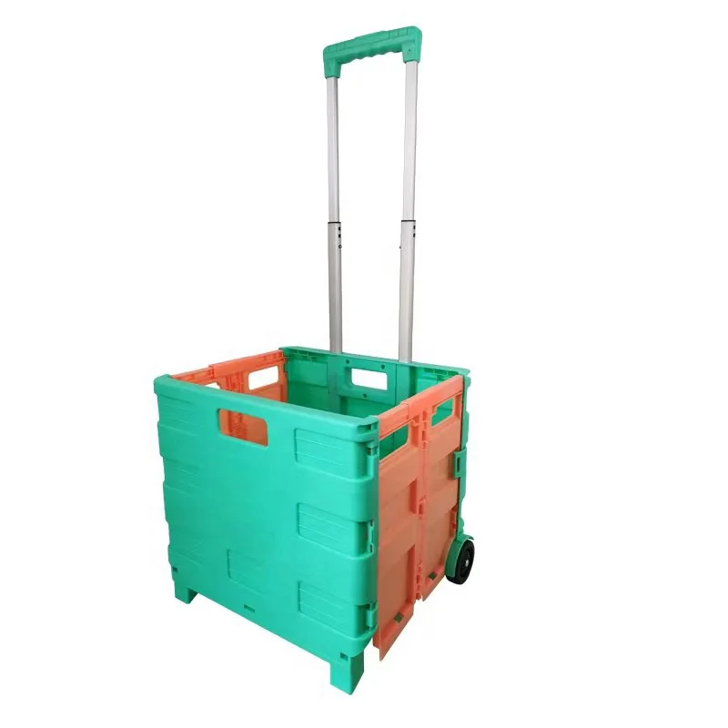 Hot Sale Foldable Plastic Shopping Cart Trolley for Supermarket