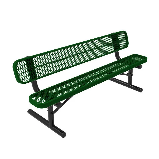 outdoor expanded metal bench seating outside garden patio steel modern bench seat public park long backrest bench chair
