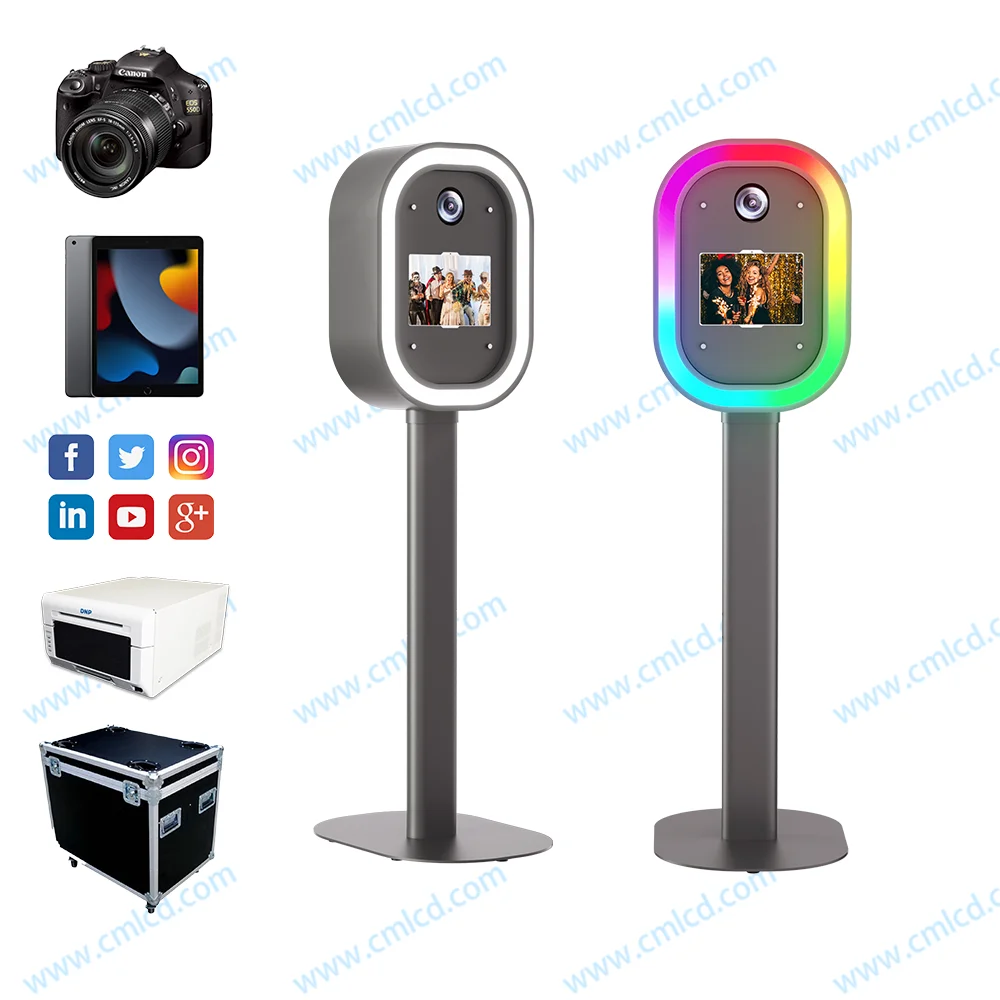 Professional Service Photobooth Shell Oval Faceplate Photo Booth with Led Lights for Wedding Party Photobooth with Led Lights