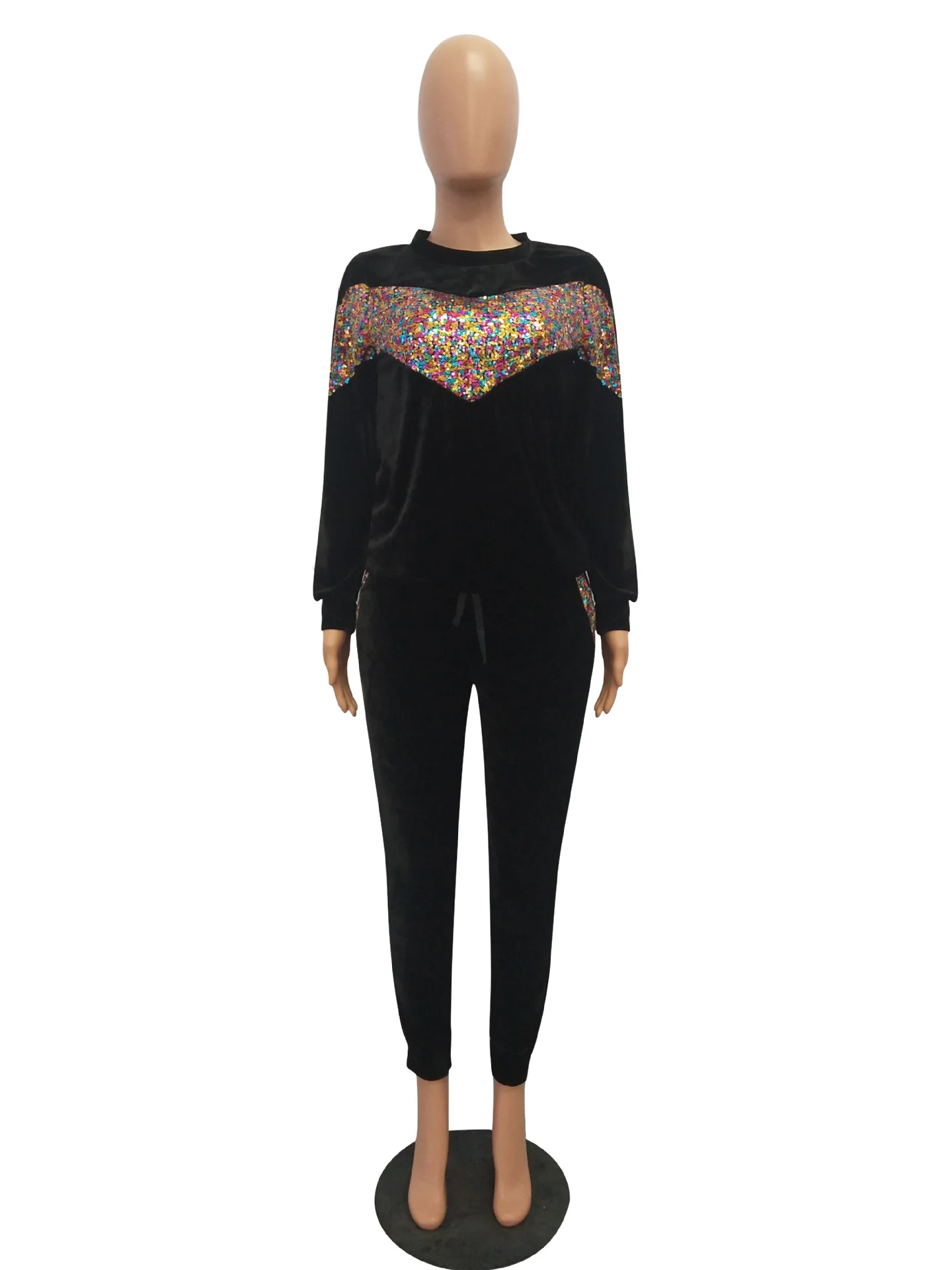 MT46-278 оптовая продажа, блестящий чистый Велюровый костюм из 2 предметов, зимний спортивный костюм для бега, простой женский спортивный костюм