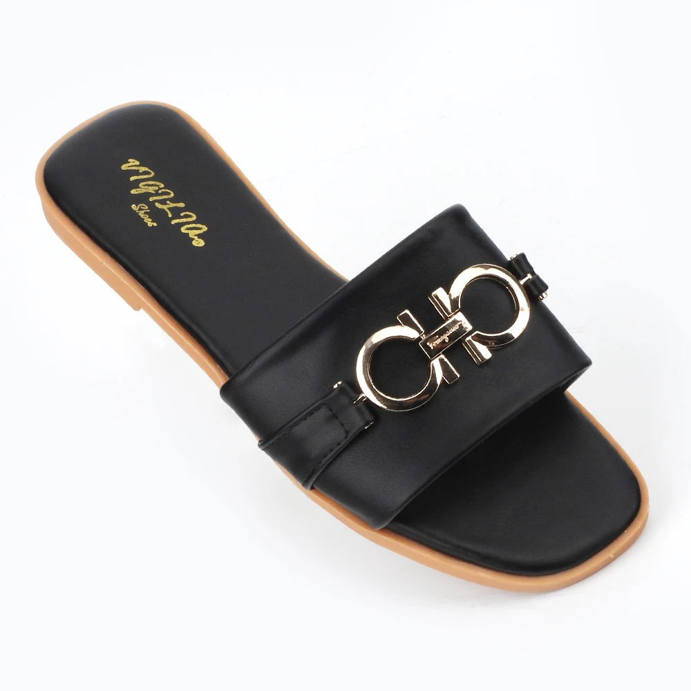 Best Selling Quality Custom Slippers Women Flat Leather Shoes Slippers Women