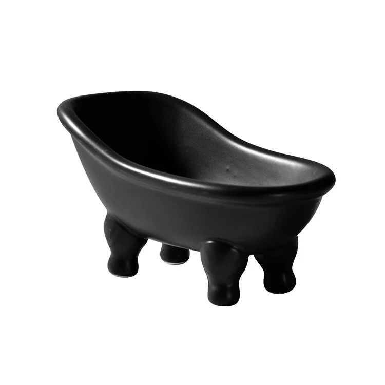 In Stock Hotel Ceramic Soap Dish Matte Colorful Mini Bathtub Shape Soap Holder Manufacture
