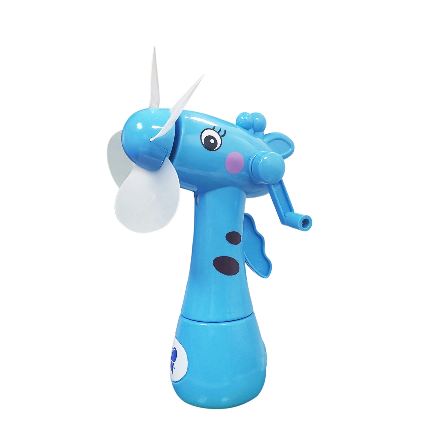 Cute cartoon giraffe design plastic handheld water mist spray fan toy
