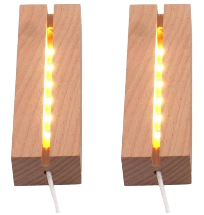 Round Wooden LED Lights Display Base with Remote Control for Laser Glass Resin Art(it has a control to change the light)