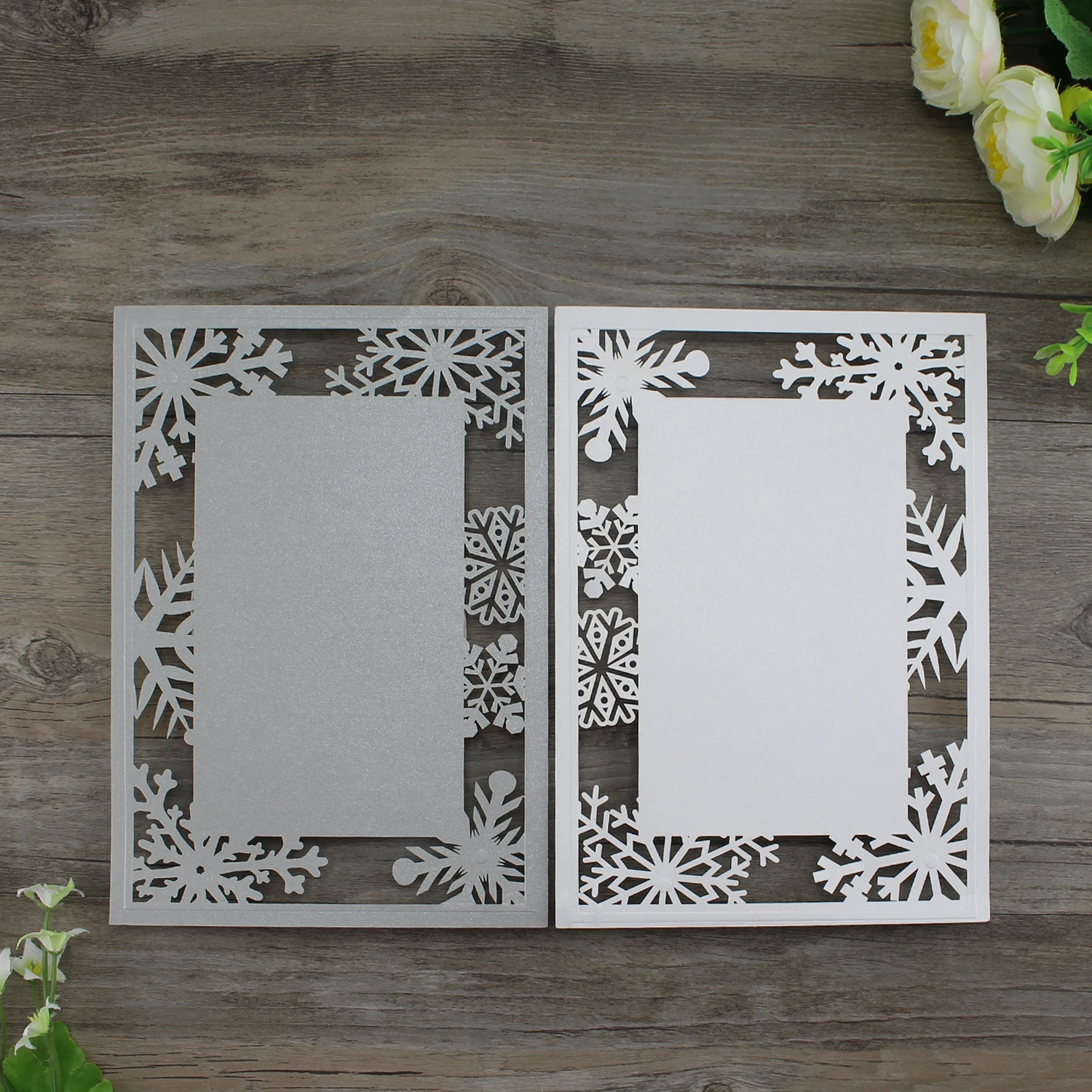 Уникальная Снежинка зимняя белая свадебная пригласительная лазерная резка карты