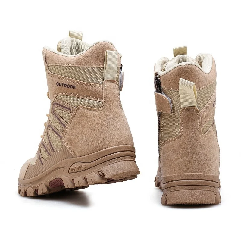 Hiking green style safety jungle men military army black long shoes