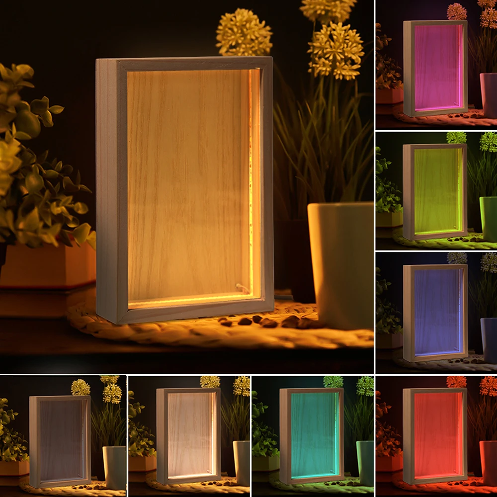 Crystal Logo Customized Portable Display Acrylic Photo Frame Night Led Light Box