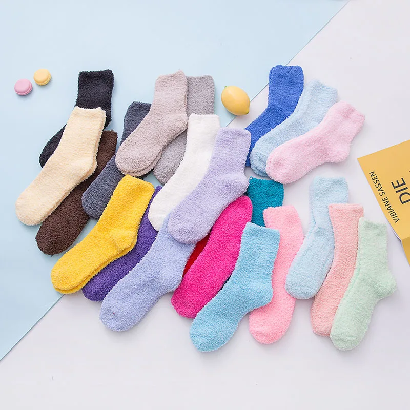Women Warm Super Soft Plush Slipper Sock Winter Fluffy Microfiber Crew Socks Casual Home Sleeping Fuzzy Cozy Sock