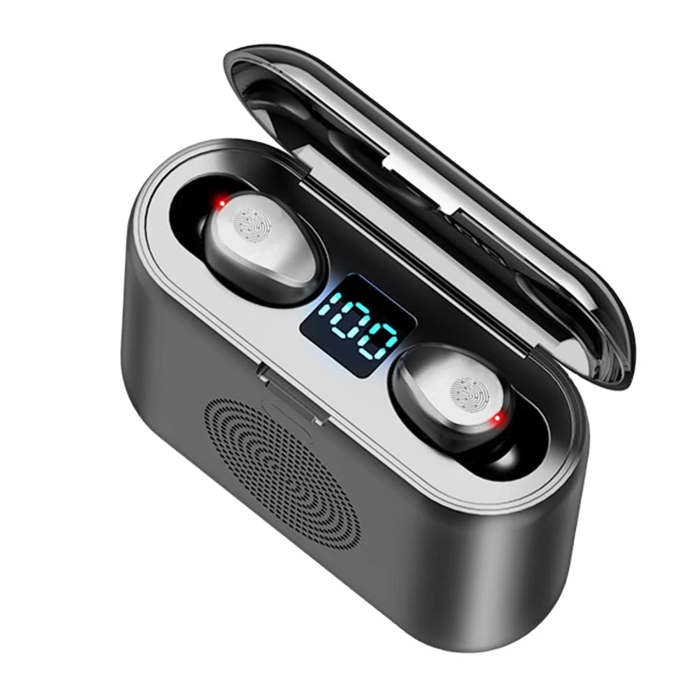 
F9 TWS 2000 mAh 2 IN 1 Bluetooth Earphone V5.0 TWS Wireless Headphones Stereo Mini Speaker with Mic LED Power Display Power Bank 
