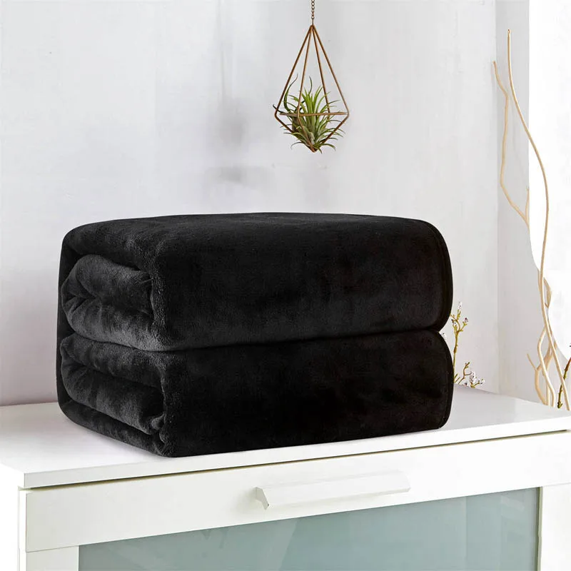 Solid Color Simple Modern Sofa Warm Cozy Soft Flannel Bed Fleece Blankets Washing Machine Double Bed Wholesale For Winter