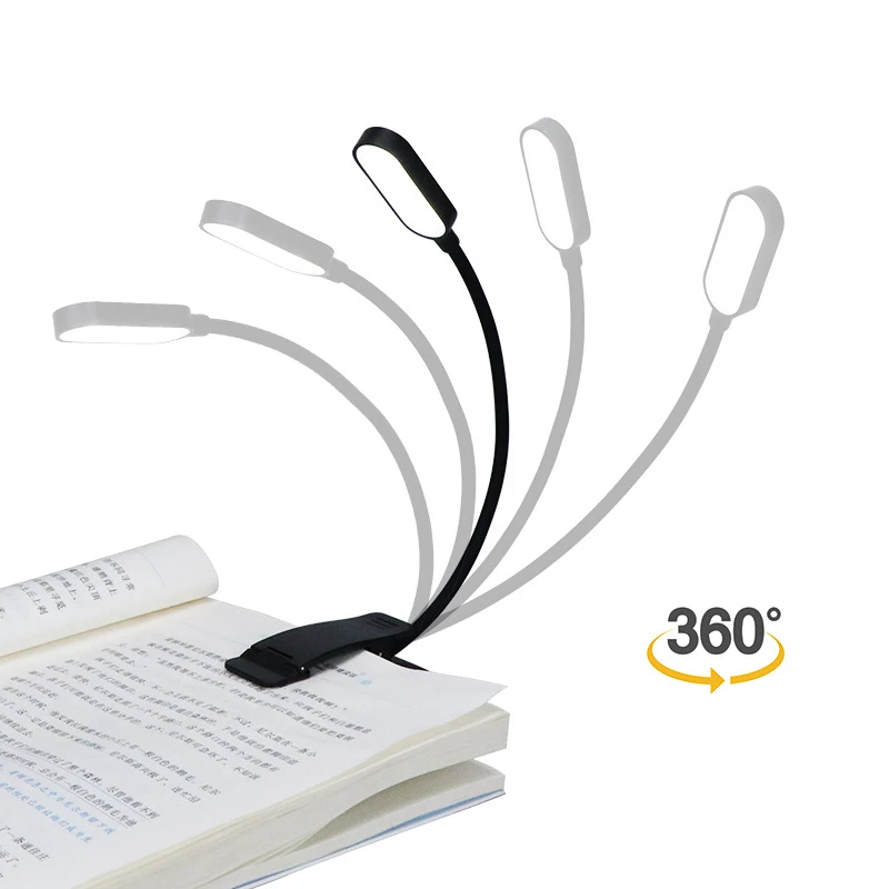 Mini USB Rechargeable 1600K LED Amber Book Light Night Reading Light in Bed Flexible Clip Eye Care Light for Strain-Free