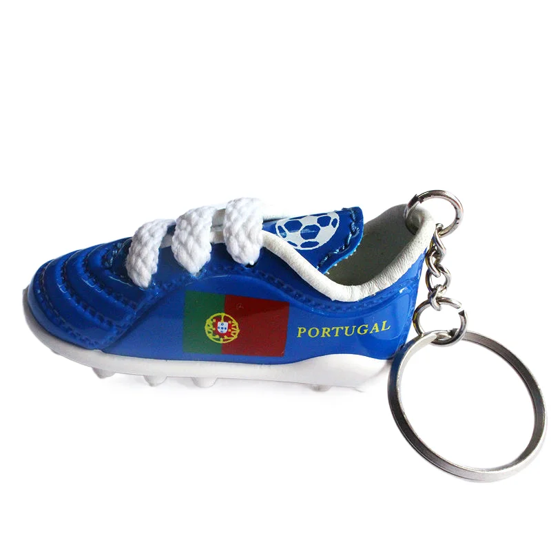 Hot Promo Custom Logo Mini 3d Emulational Football Soccer Shoes Key Chain For Promotional Gift