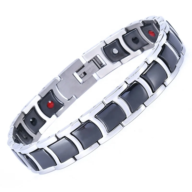 silver gold unisex ceramic negative ion bracelet far infrared bio health bracelet germanium energy health bracelet