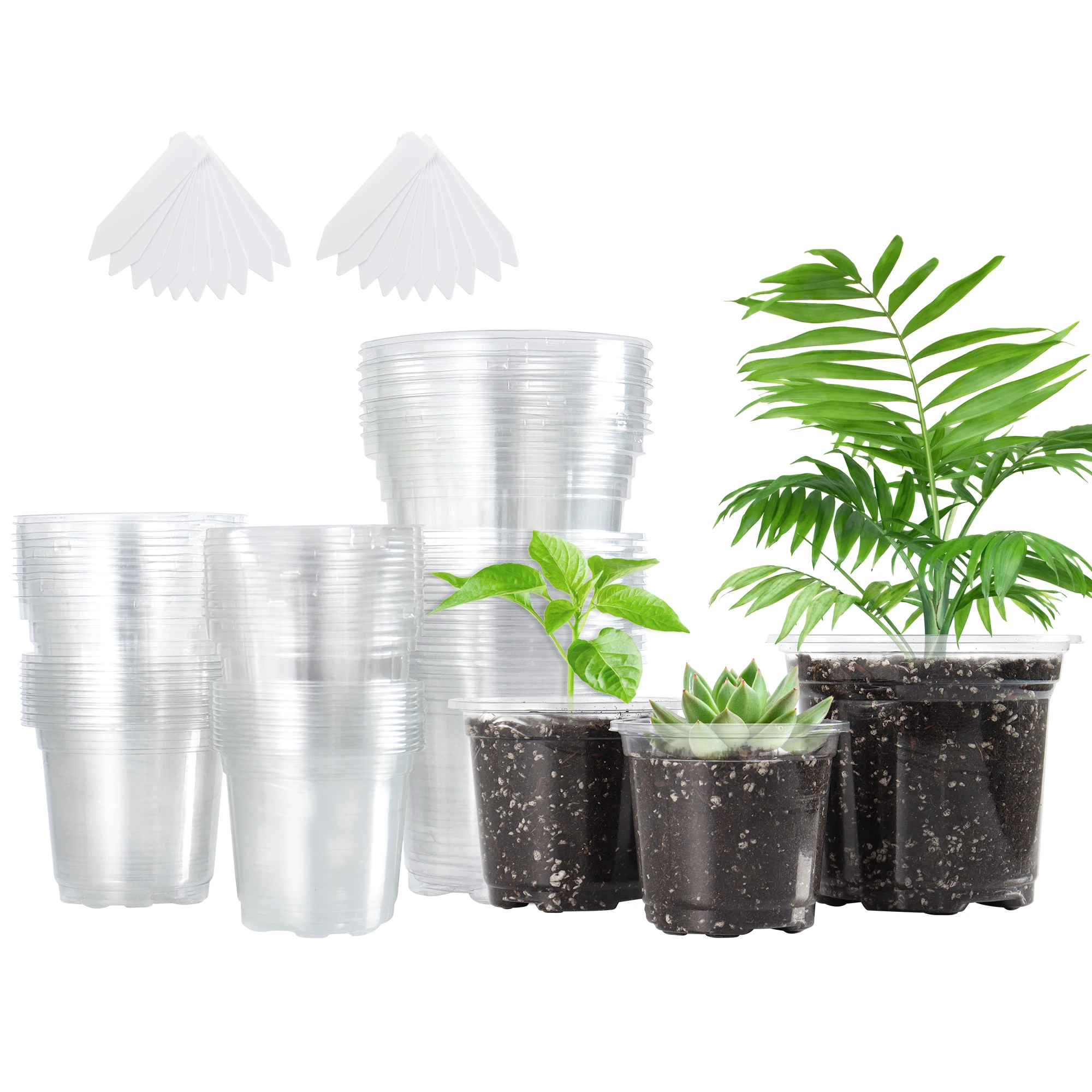 3.5/4/5 Inch Variety Pack Reinforced Clear Nursery Pots with Drainage Hole  Seedling Planter Seed Starter Pots Flower Pot