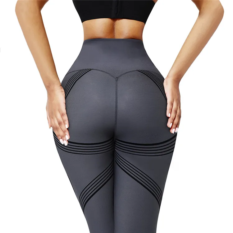 HEXIN Wholesale Tight Elasticity 3D Printing 2 In 1 Compression High Waist Tummy Trimmer Butt Lifter Jogging Wear Yoga Pants