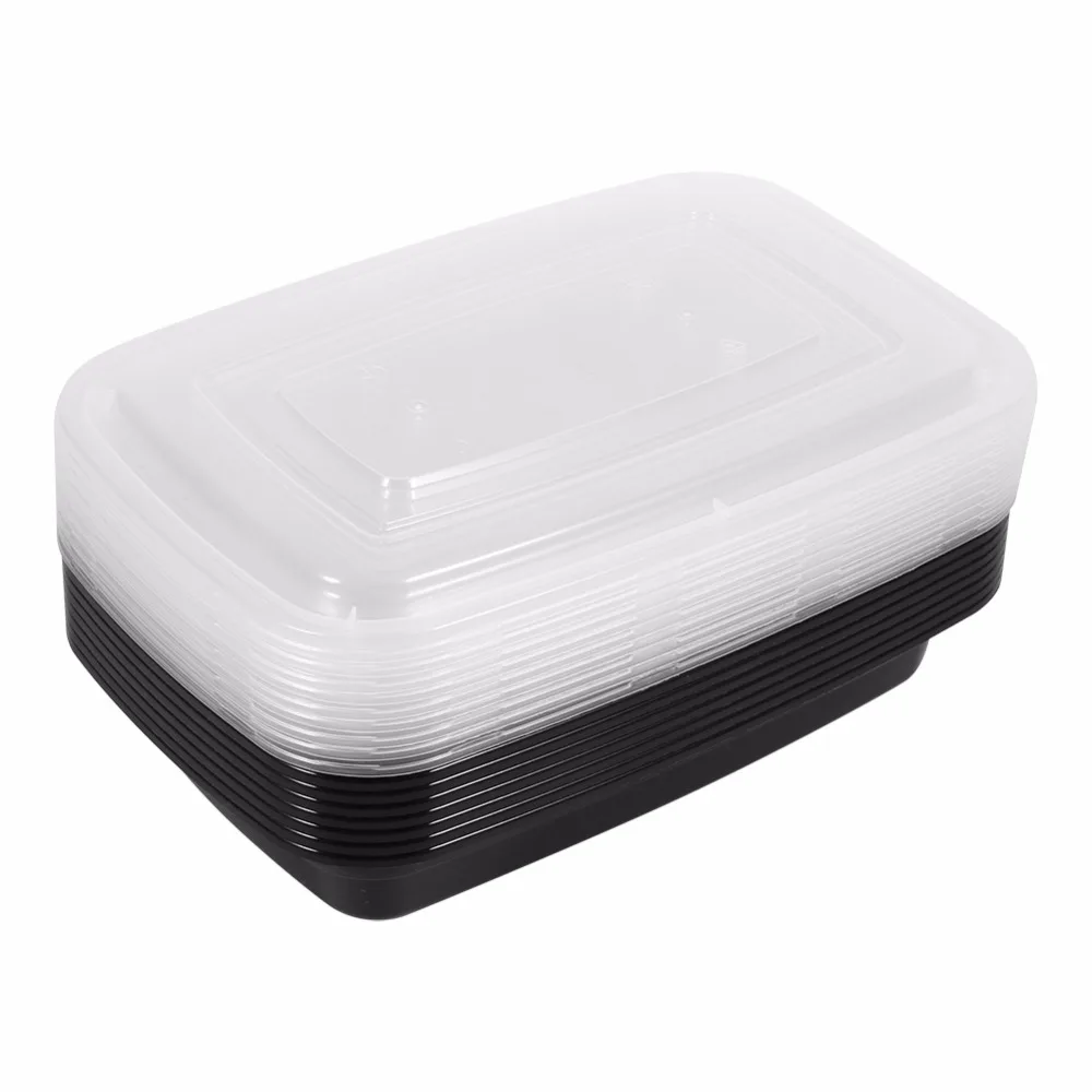 Manufacturer Black rectangular plastic lunch boxes disposable plastic takeout food containers