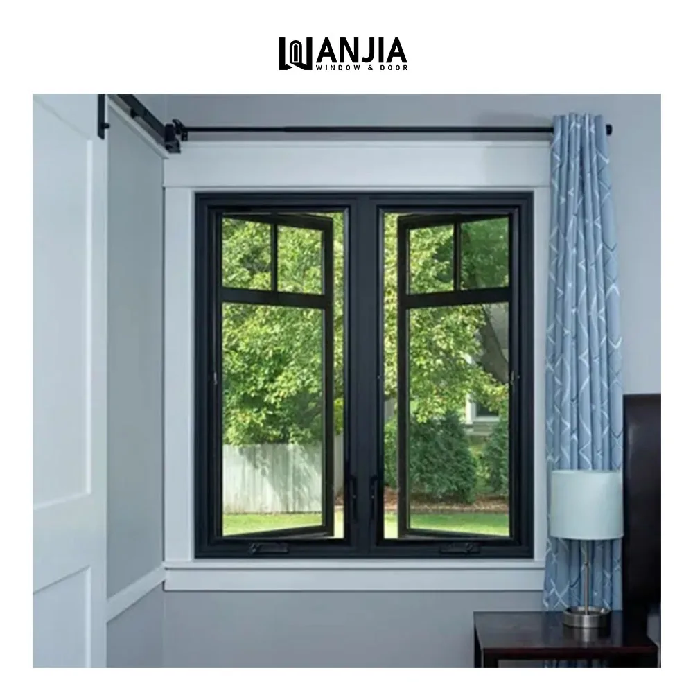 WANJIA American Wholesale Villa House French Windows Big Aluminum Windows Double Glass Tempered Window Casement Windows