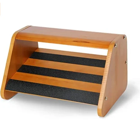 Factory Wood Double Step Foot Rest Under Desk Footrest with Non Slip Surface foot stool