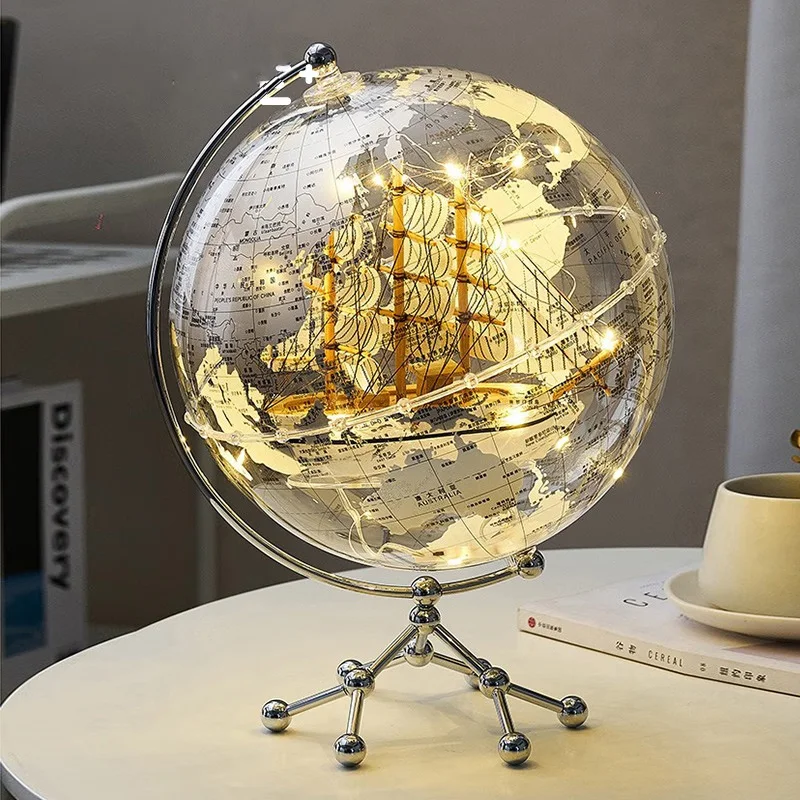 OEM ODM Customized HD Printing Acrylic Clear Eearth Globe Illuminated Table Decor Globes