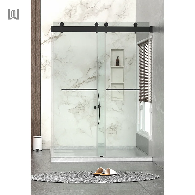 Hotel apartment interior bathroom frameless glass door glass shower door sliding shower enclosure modern design shower door