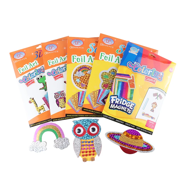 Custom refrigerator magnet cute animal peel and paste sparkly foil art craft for kids