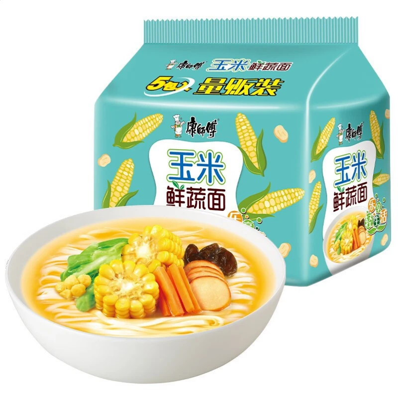 Vegetarian Master Corn, Tomato and Vegetable Noodles 5 pack instant noodles in a bag with mixed vegetables