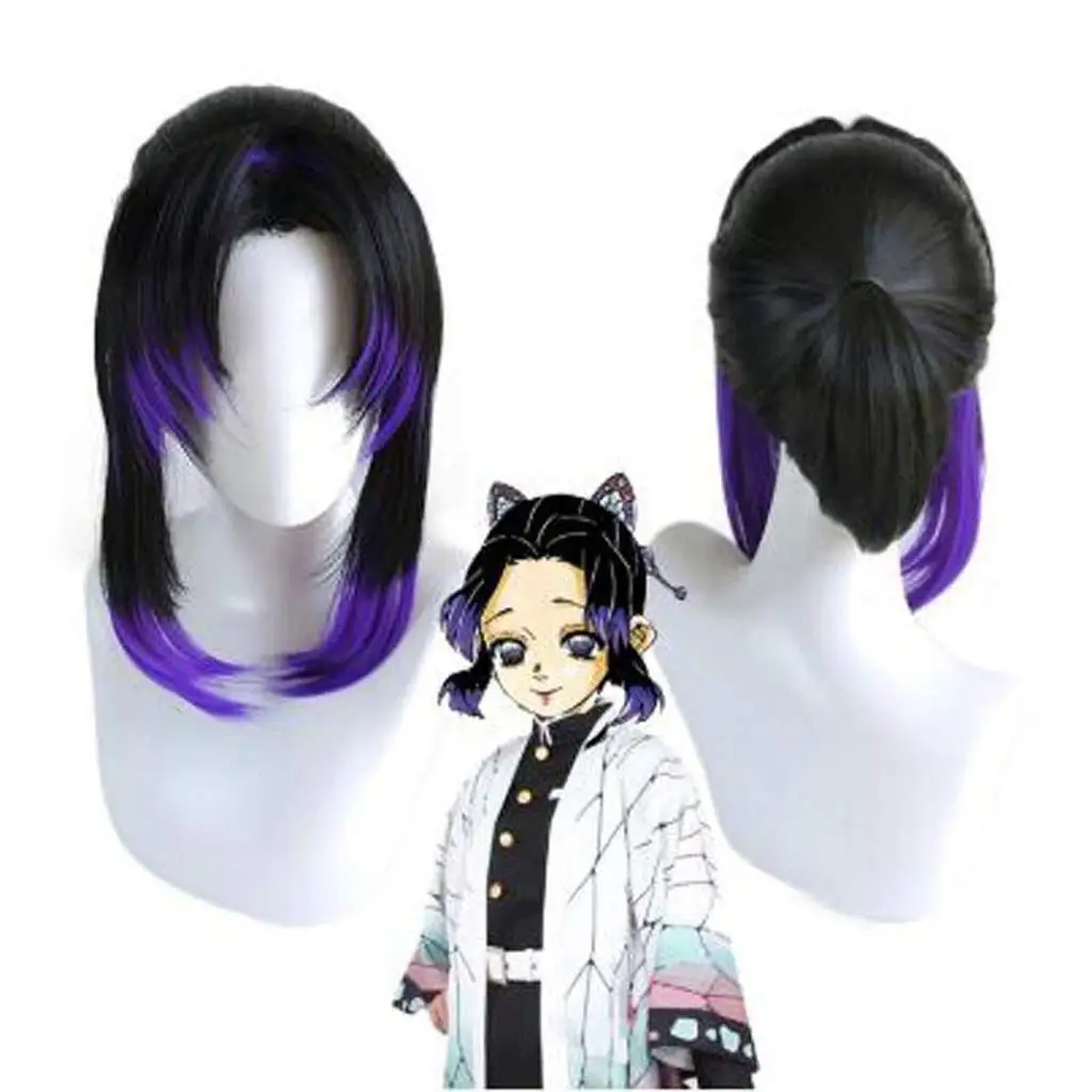 Funtoninght short black Demon Slayer wigs high quality  Kochou Shinobu cosplay wigs for cosplay lovers