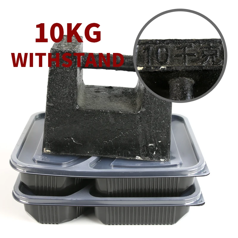 Food Grade Disposable Microwave Plastic Meal Prep Bento Box 2 Compartment Food Container With Clear Lid