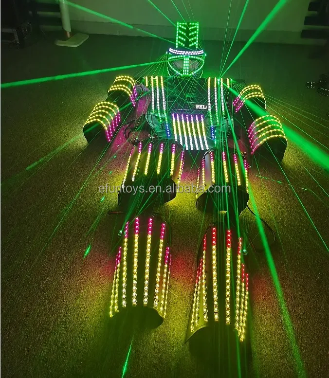 Efun 2024 Led Stage Clothes Luminous Costume Robot Suits Mobile Power Supply Led Robot Costume 1 Piece Customized Adults Sets