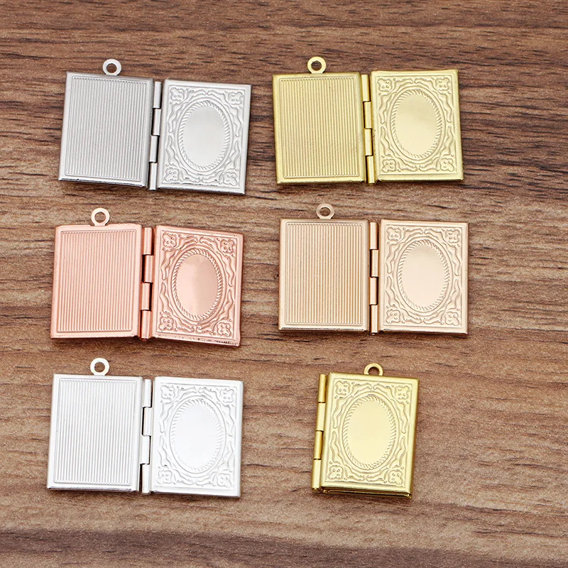Silver Plated Opening Book Locket Pendant 04839