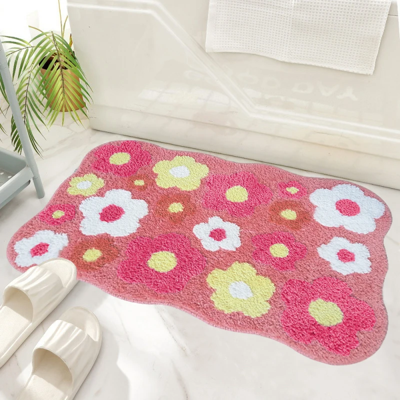 Custom Design Microfiber Cute Bath Foot Mat Washable Absorbent Soft Fluffy Shaggy antislip tufted Bathroom Indoor Door Mat
