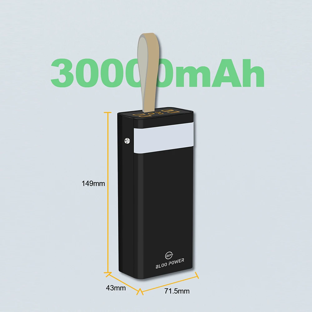 30000mah Power Bank & Power Station Mobile Phone Fast Charging Power Bank Supply Dual USB PD Portable Charger With Led Light