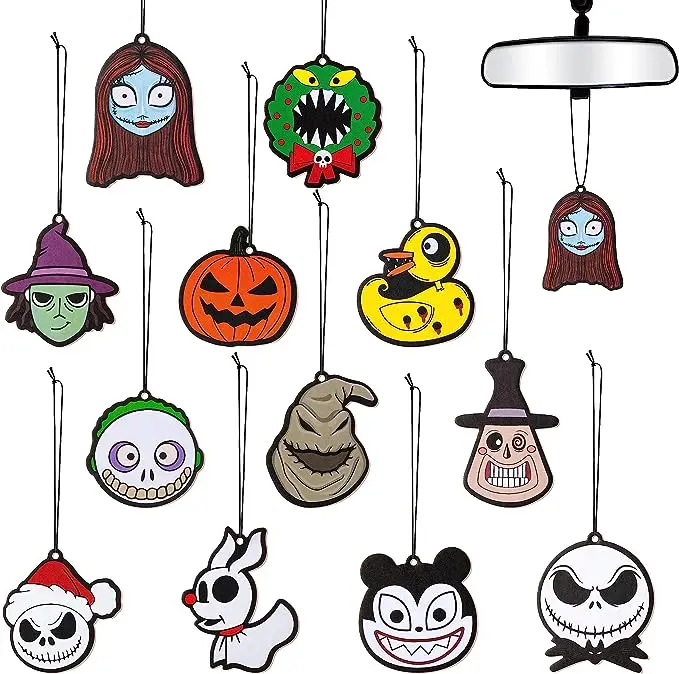 Halloween Classic Horror Characters Car Air Fresheners Incense Chips Scented Ornament Car Rearview Mirror Pendant Scary