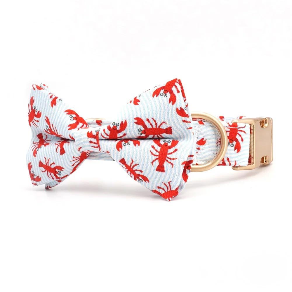 Summer Autical Lobster Dog Collar Bow Tie With Top Metal Buckle For  Mom Pet Gifts for Dog Lovers