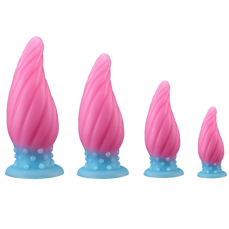 Colorful Spiral Cone Luminous Silicone Stud Anal Plug