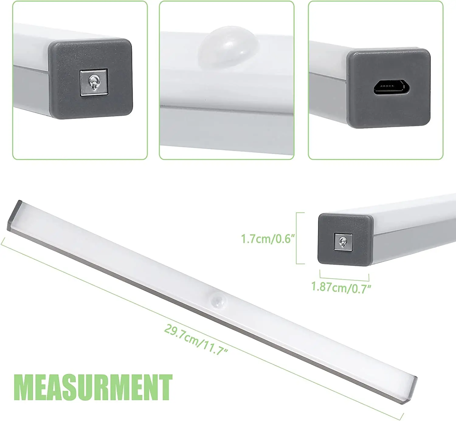 Best seller USB Rechargeable Motion Sensor 100mm 200mm 300mm Cabinet Lights LED Closet Light for Kitchen