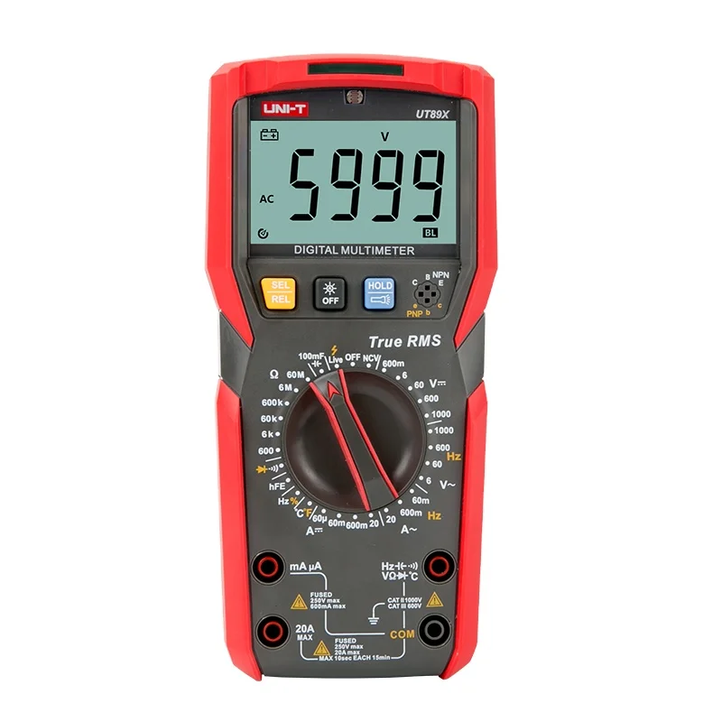 UNI-TUT89X UT89XD Professional Digital Multimeter True RMS NCV 20A Current AC DC Voltmeter Capacitance Resistance Smart Tester